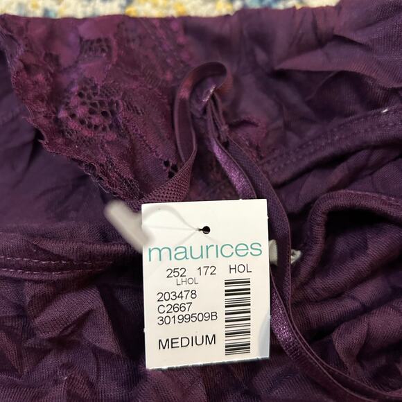 Maurices Crinkle Lace Cami Tank Purple Womens Medium Indie Layering Romantic - Picture 3 of 6